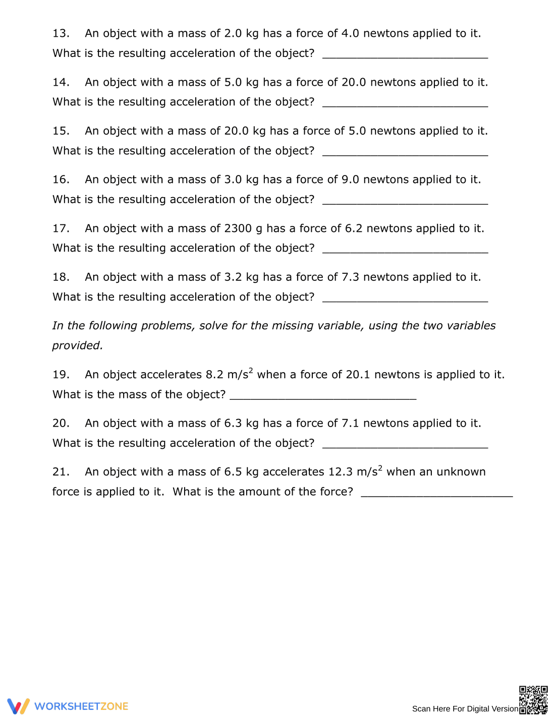 Newton's Second Law Problems | Essential Grade 8 Science - Page 3