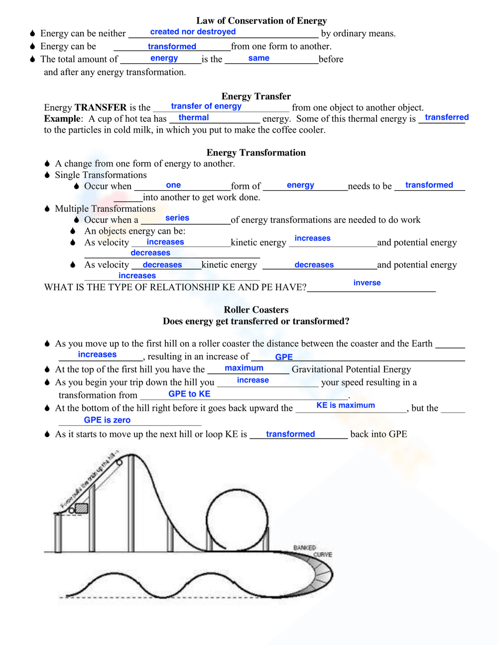 Kinetic and Potential Energy Worksheet - Page 2