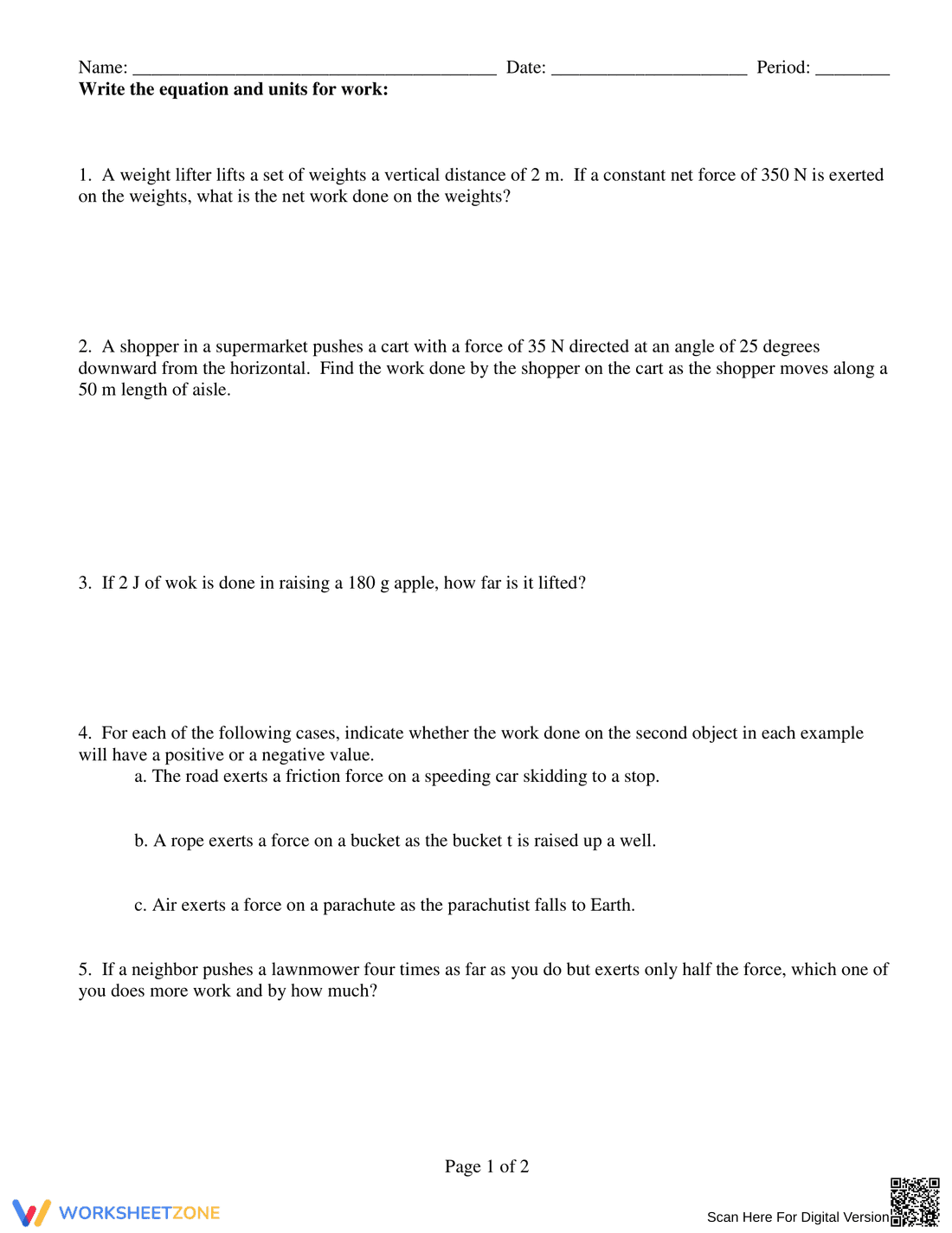 Kinetic and Potential Energy Problems Worksheet - Page 5
