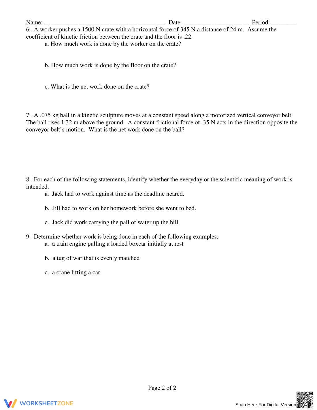 Kinetic and Potential Energy Problems Worksheet - Page 6