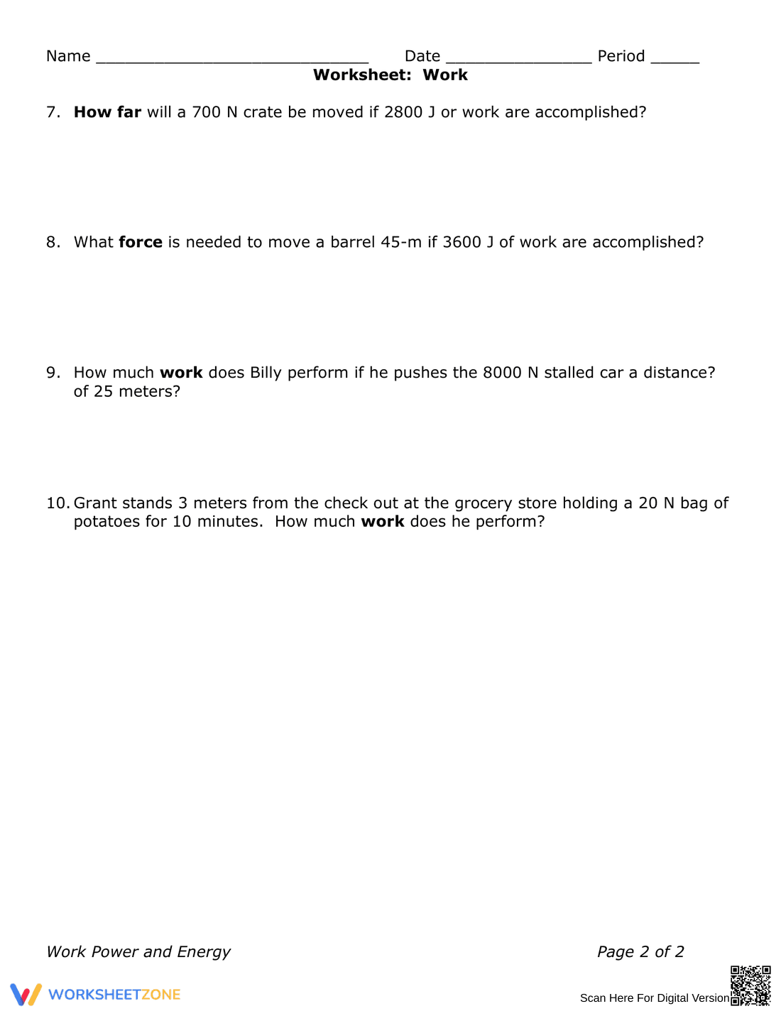 Kinetic and Potential Energy Problems Worksheet - Page 8