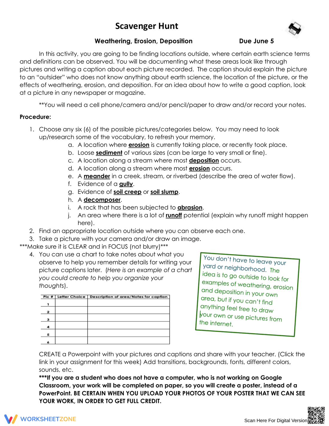 Weathering, Erosion, and Deposition Worksheet - Page 2