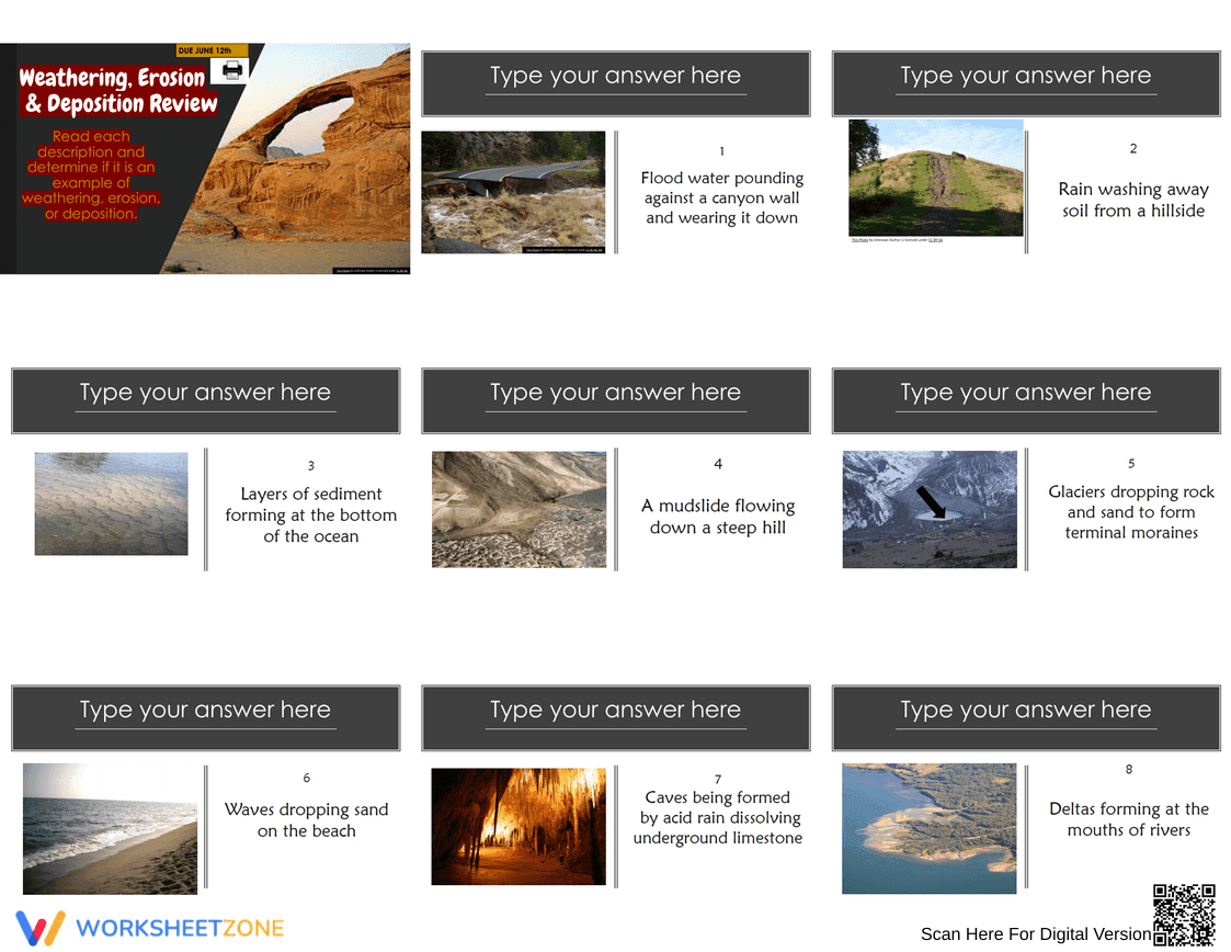 Weathering, Erosion, and Deposition Worksheet - Page 3