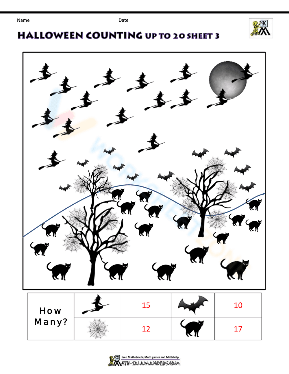 Halloween Counting Worksheet - Page 2