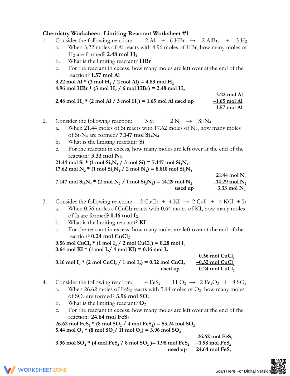 Limiting Reactant Worksheet - Page 2