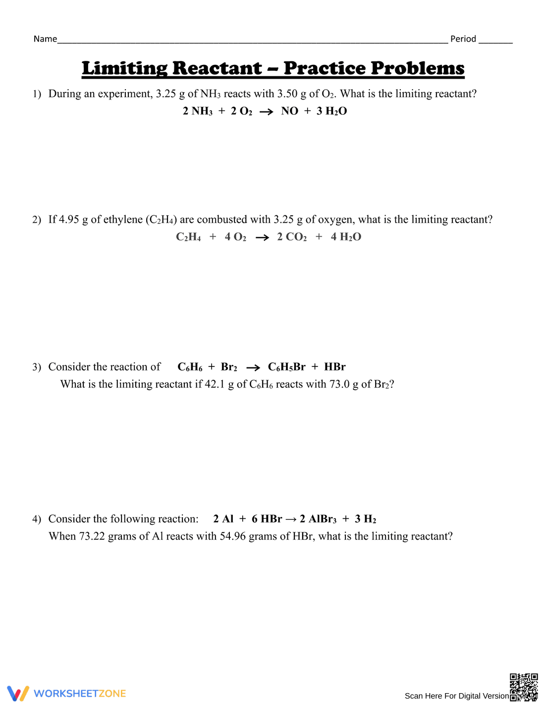 Limiting Reactant Definition Worksheet - Page 2