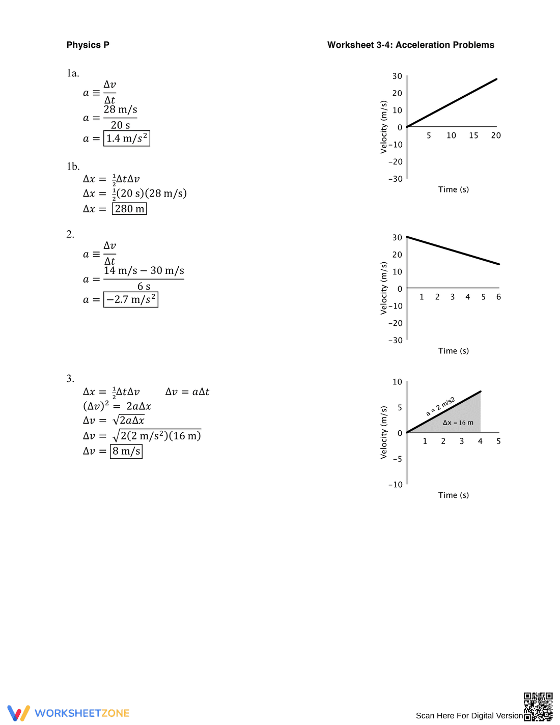 Acceleration Problems Practice - Page 3