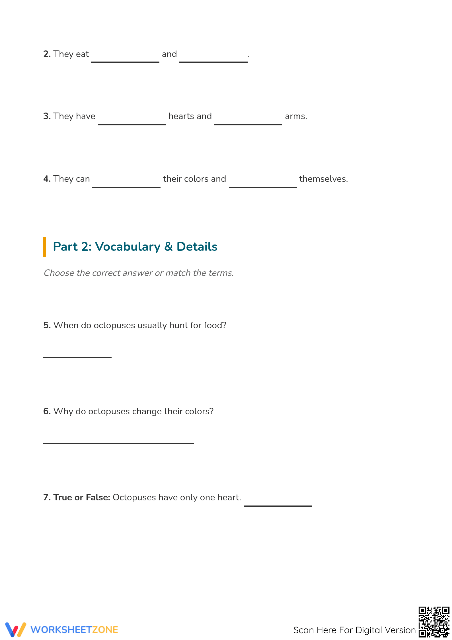 Octopus Reading Comprehension | Essential Grade 3-5 ELA - Page 2