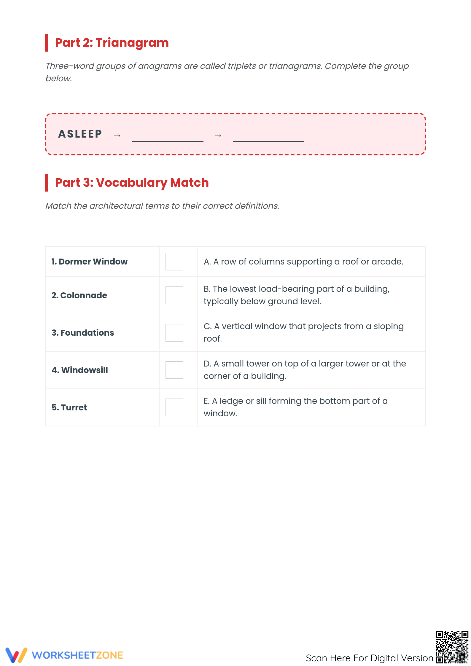 Printable House Vocabulary Worksheet | Grade 5 ELA - Page 2