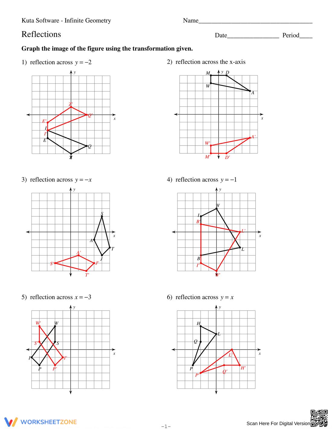 Reflections Worksheet | Grade 8 Essential Geometry - Page 3