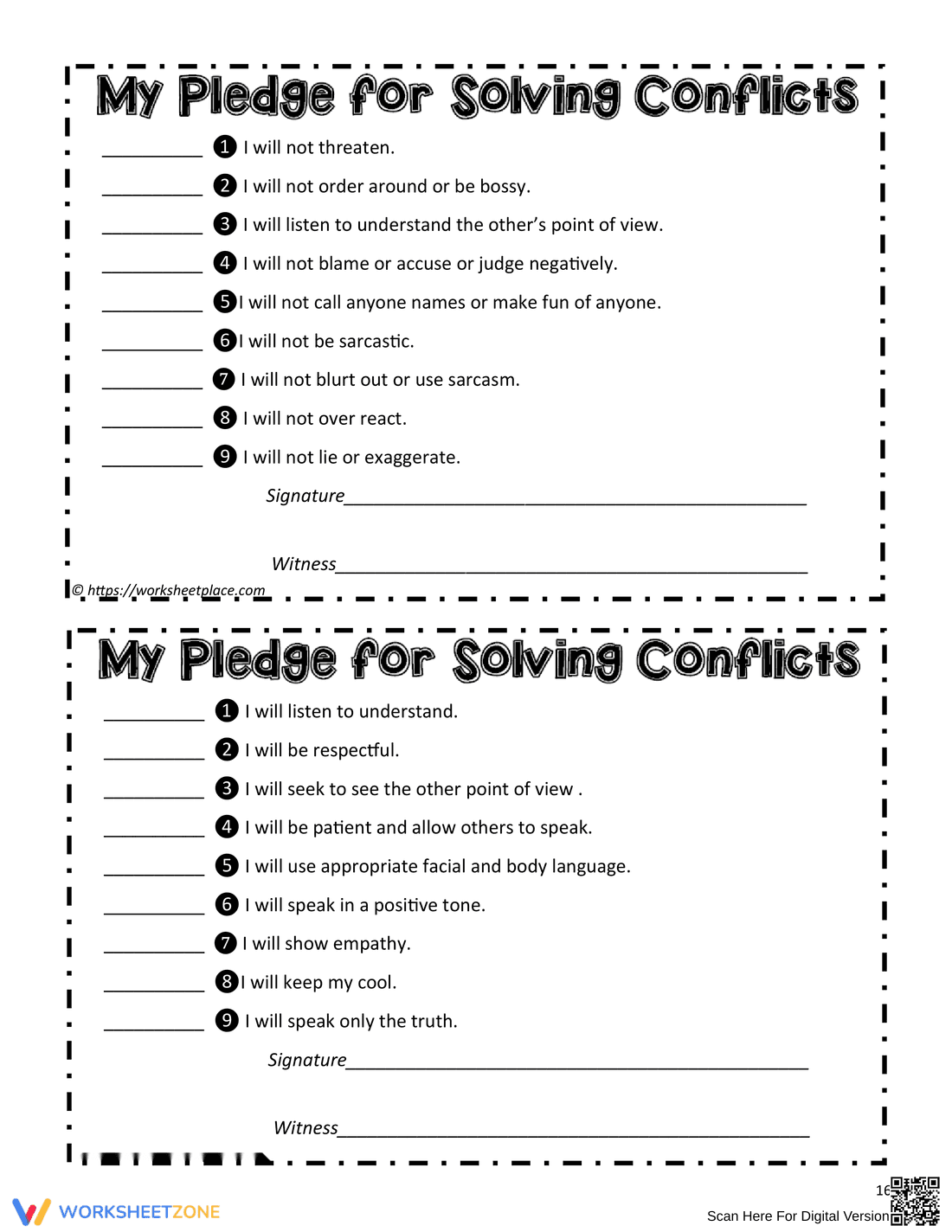 Conflict Pledge Sheets: Promote Positive Resolution - Page 2