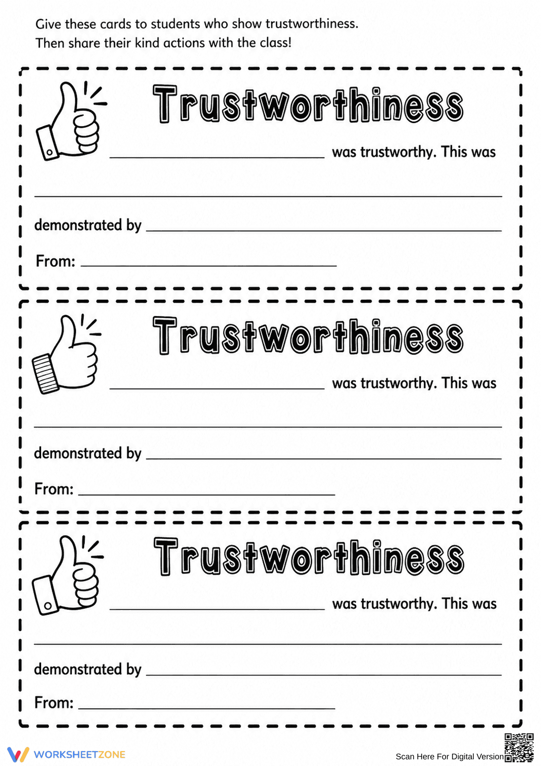 Essential Trustworthiness Slips | Grade 6-7 Social Skills - Page 2