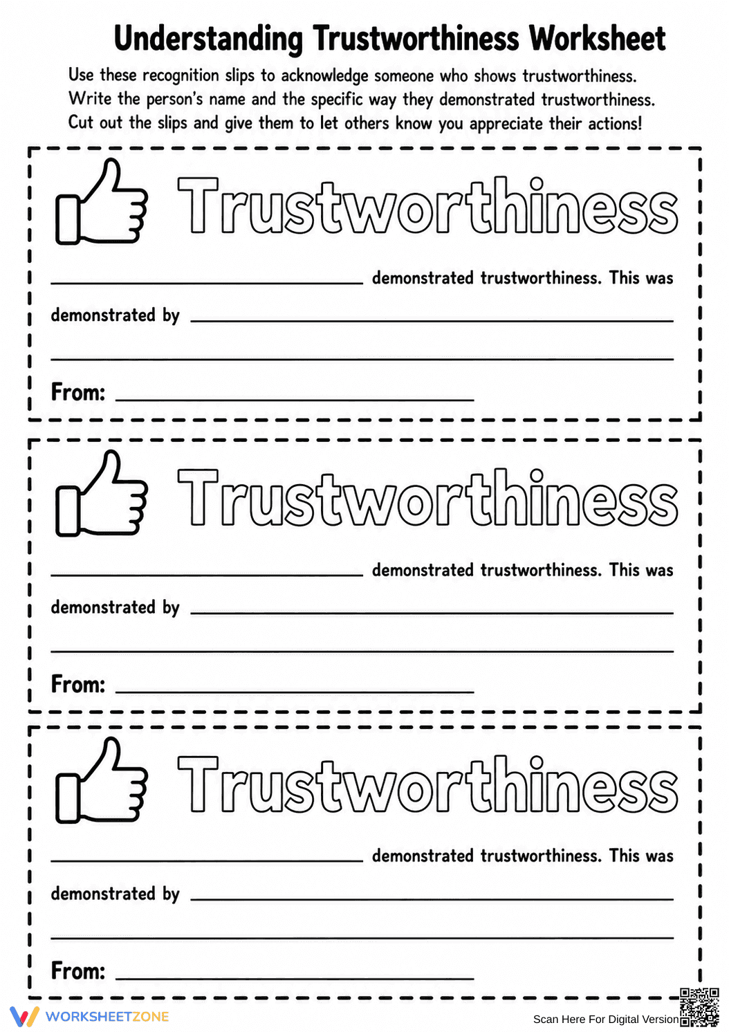 Essential Trustworthiness Slips | Grade 6-7 Social Skills - Page 5