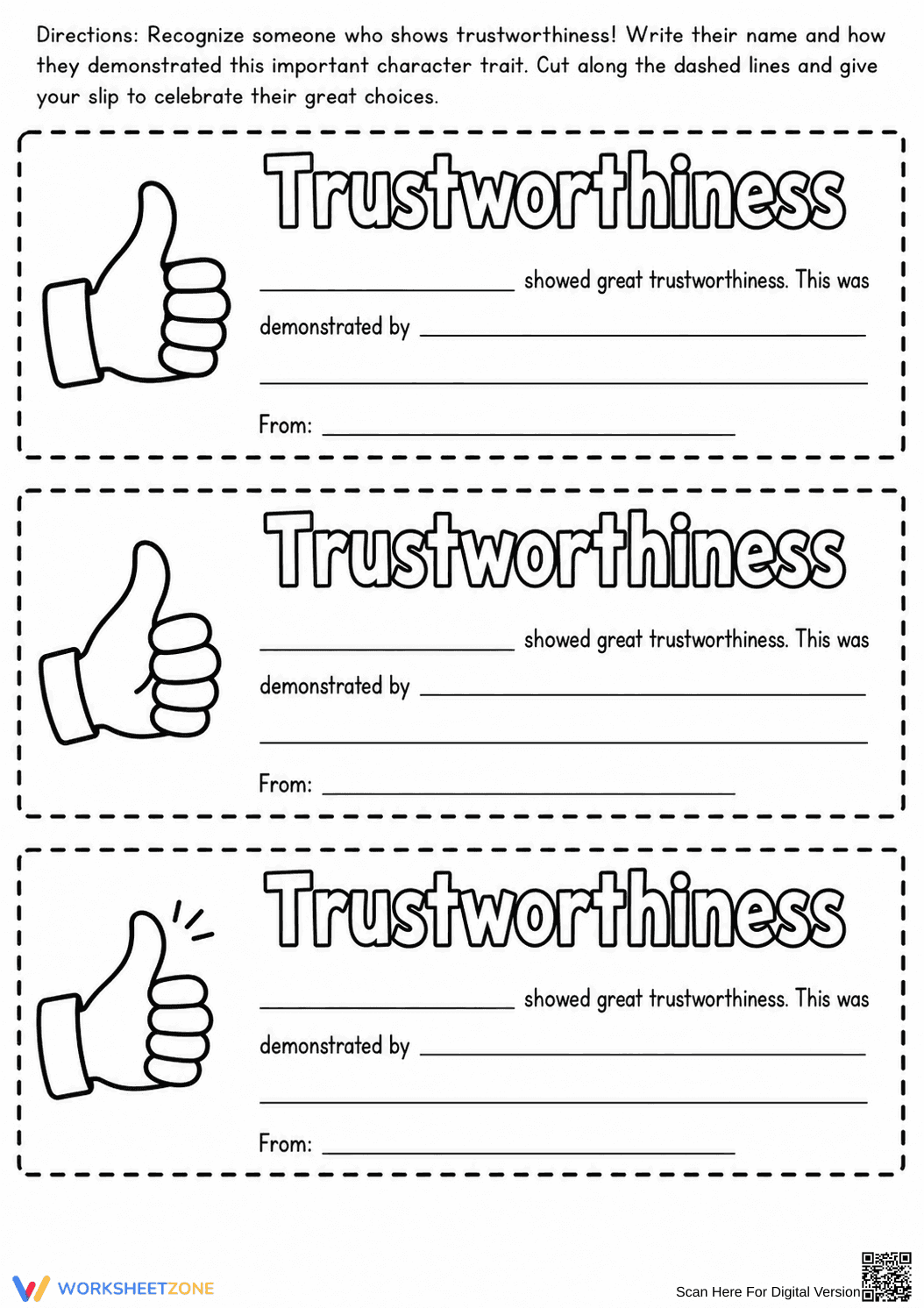Essential Trustworthiness Slips | Grade 6-7 Social Skills - Page 6
