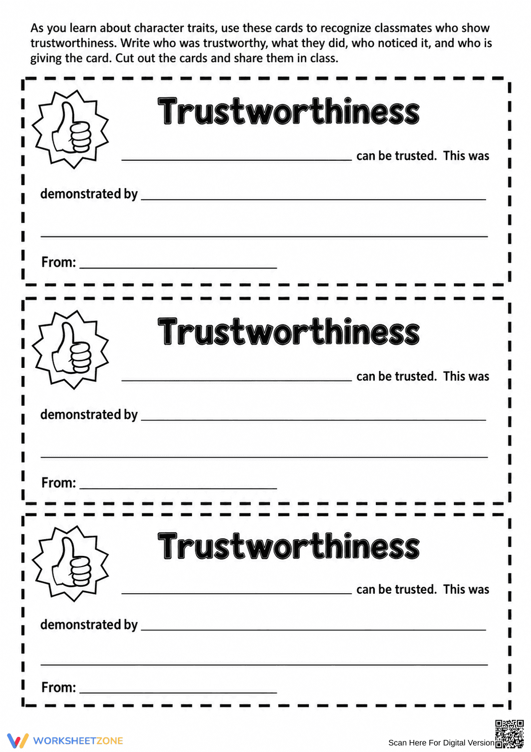 Essential Trustworthiness Slips | Grade 6-7 Social Skills - Page 9