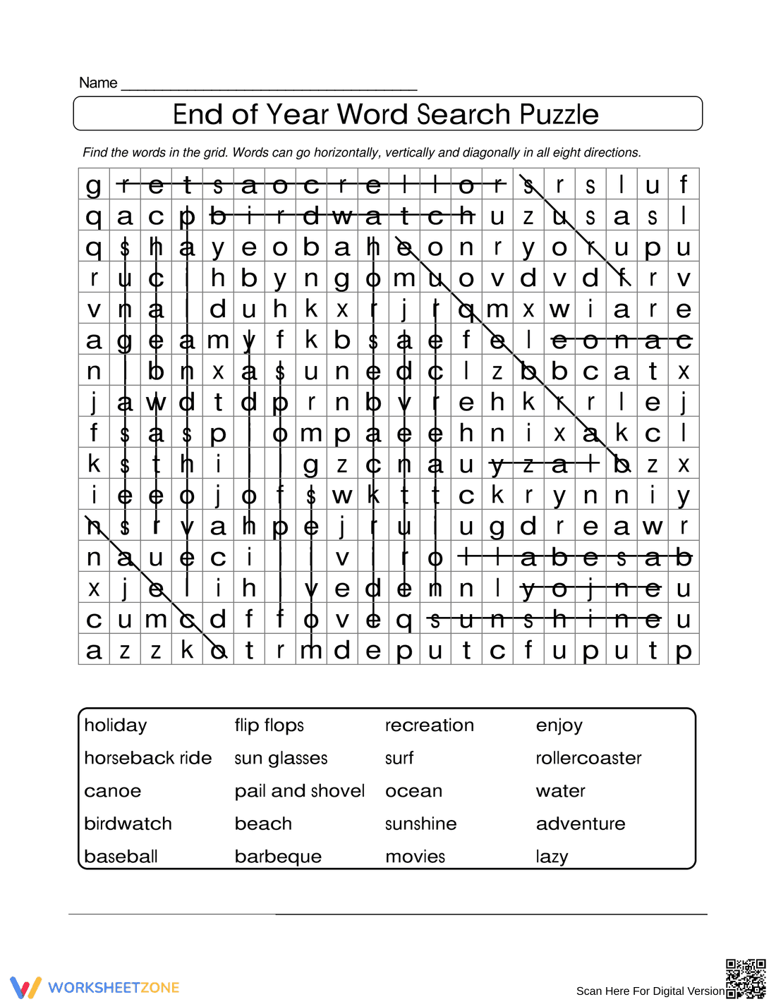 End of Year Word Search Puzzle Worksheet - Page 2