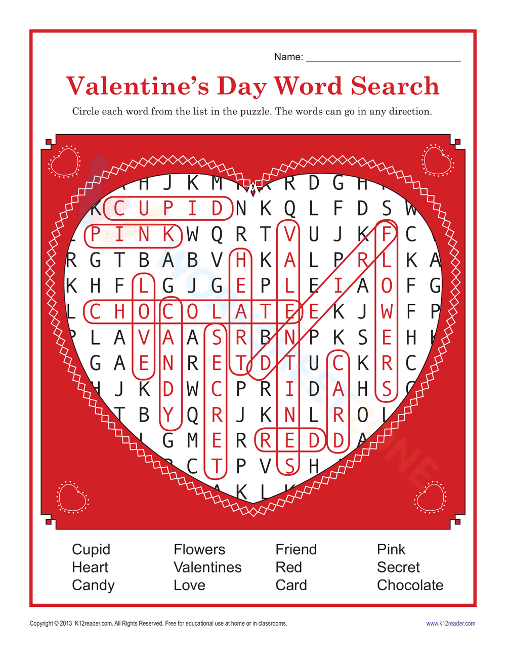 Valentine's Day Word Search - Heart Shaped Puzzle Fun! - Page 2