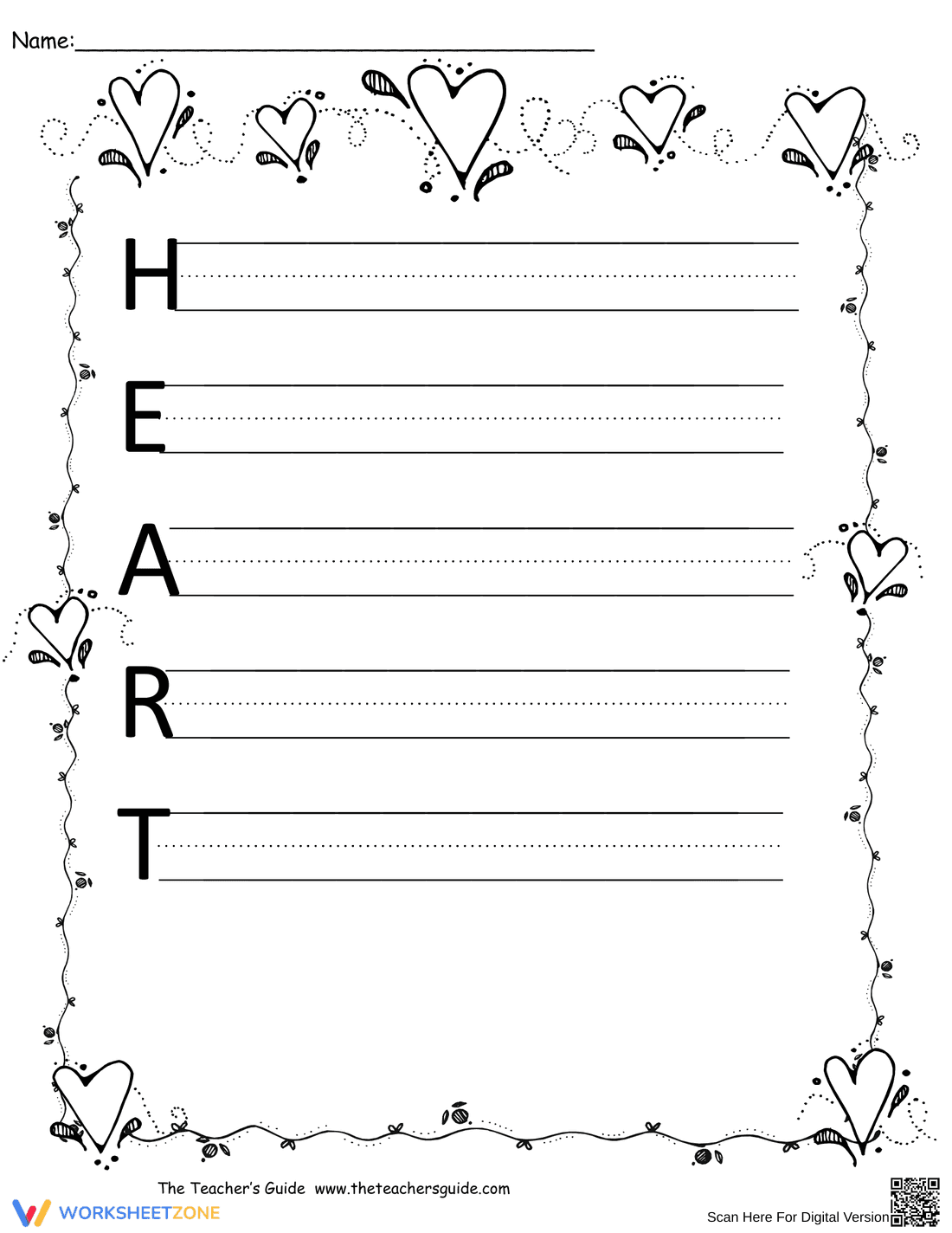 Heart Acrostic Poem Worksheet - Page 2