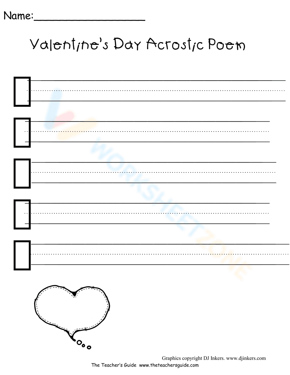 Heart Acrostic Poem Worksheet - Page 3