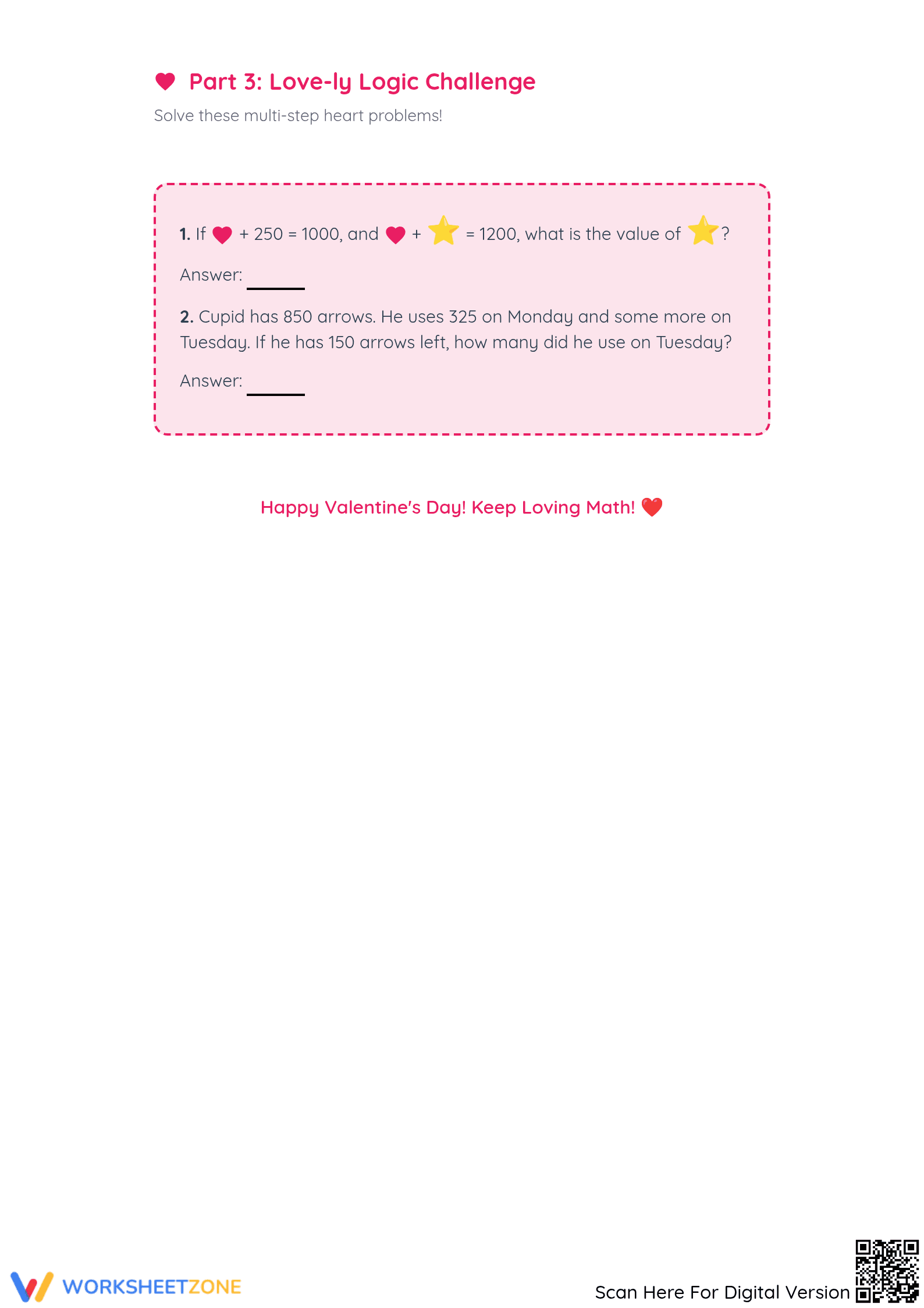 Essential Math Hearts Addition Worksheet | Grade 3-5 - Page 3