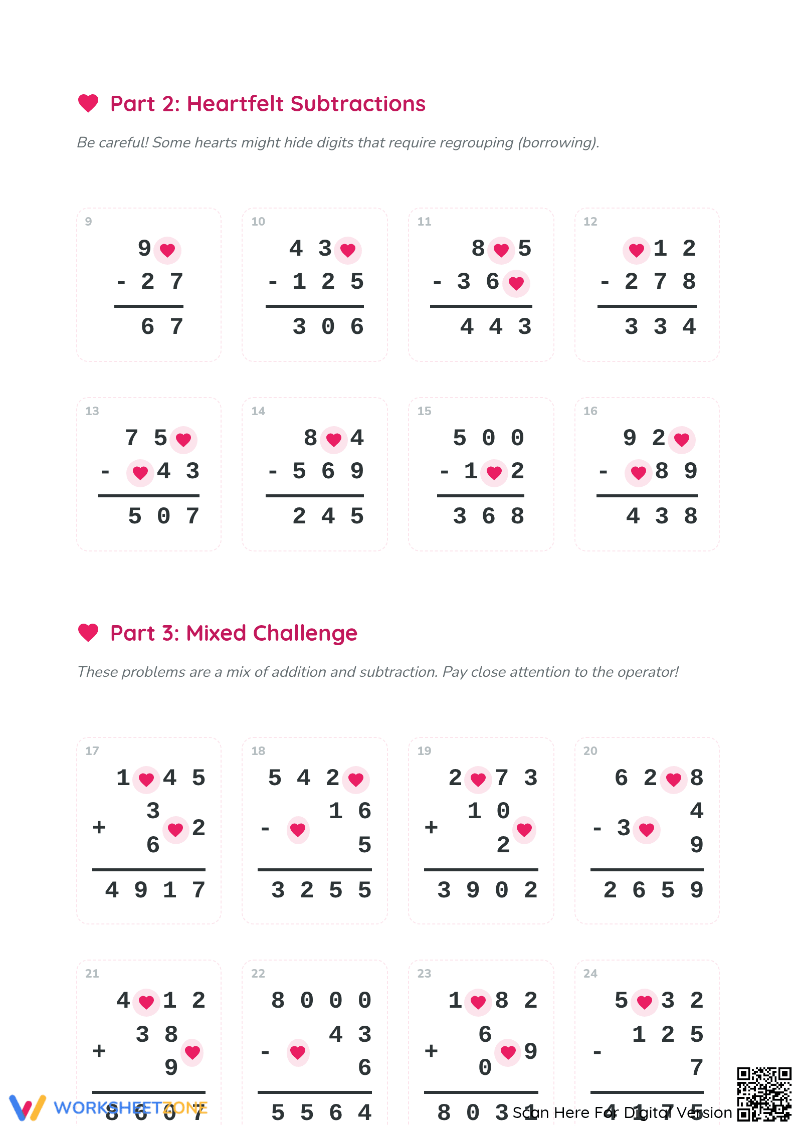 Cupid's Missing Digits Math Worksheet | Essential Grade 4 - Page 2