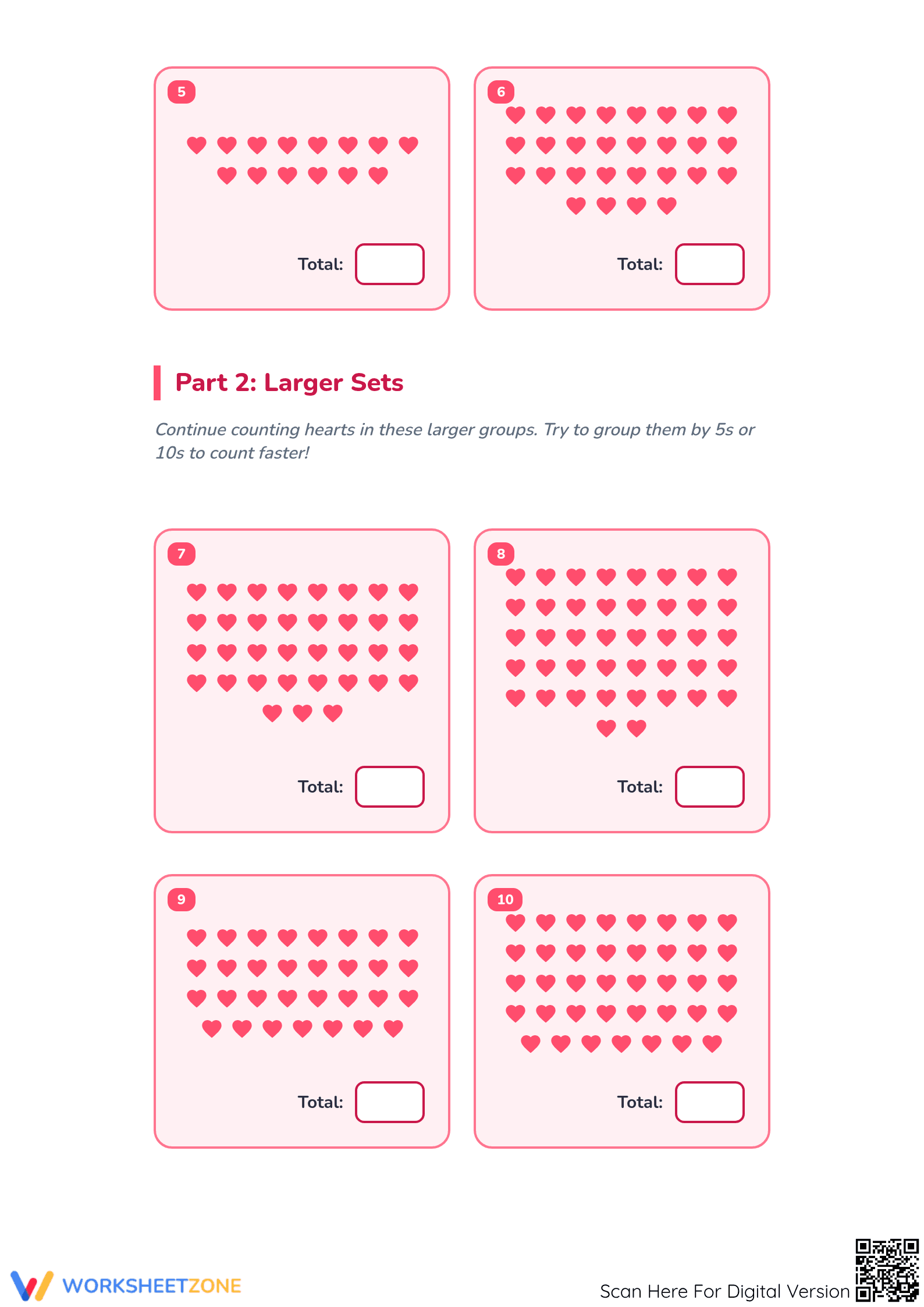 Essential Heart Counting & Place Value Worksheet | Grade 3-5 - Page 2