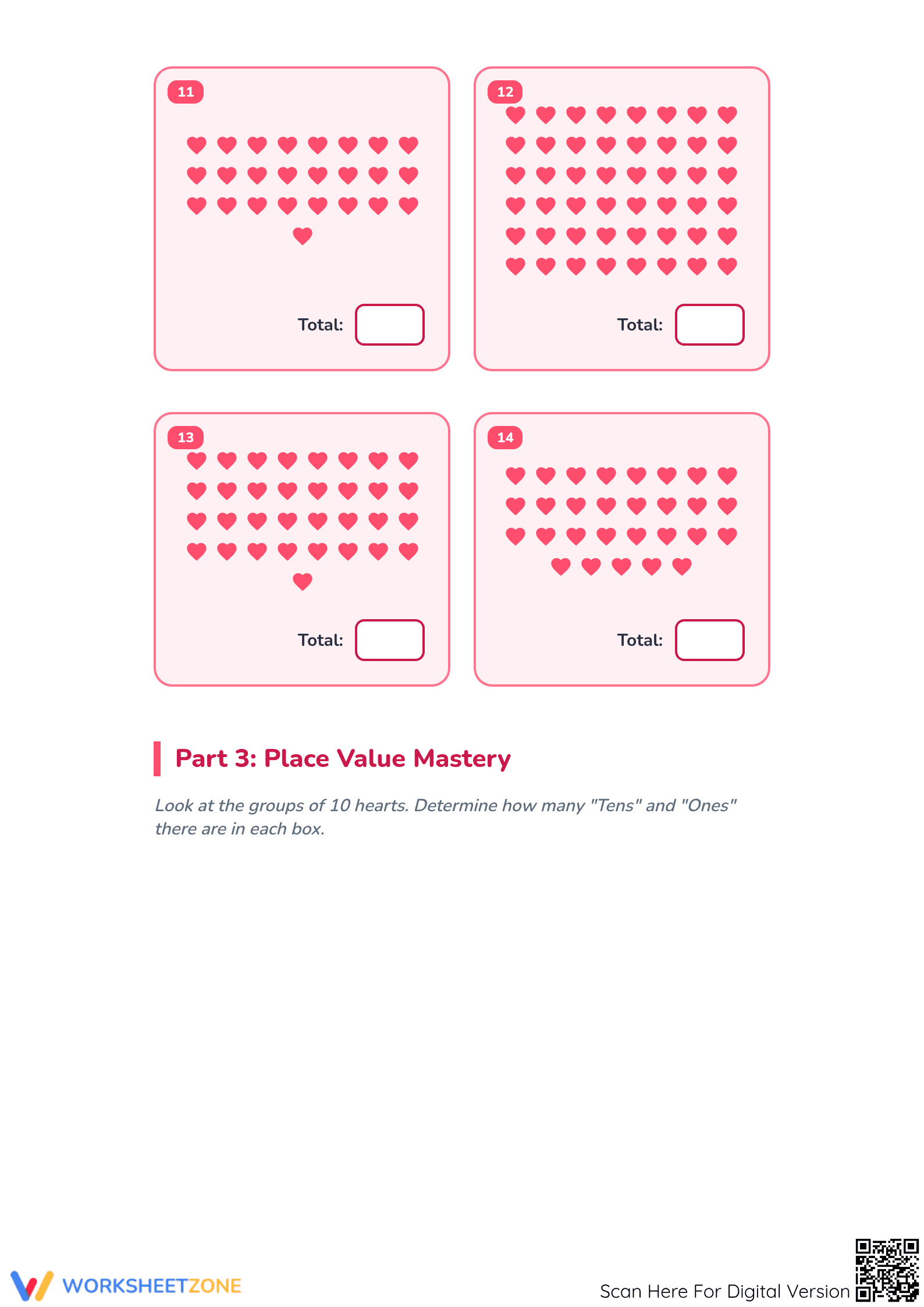 Essential Heart Counting & Place Value Worksheet | Grade 3-5 - Page 3