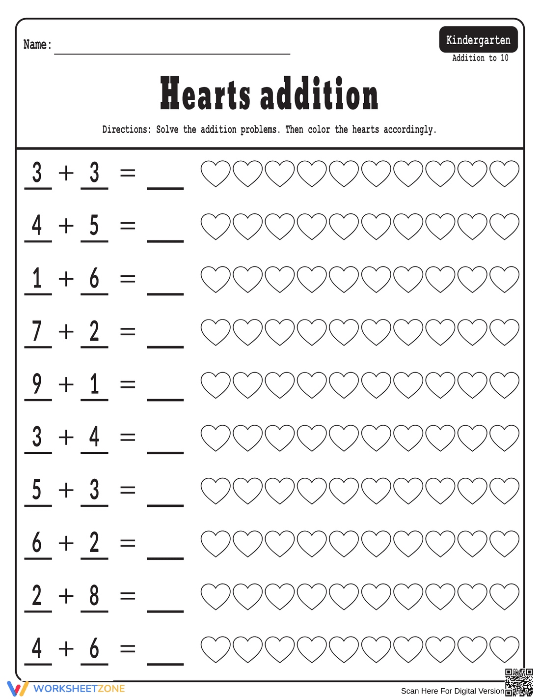 Valentine's Day Addition Worksheets - Page 2