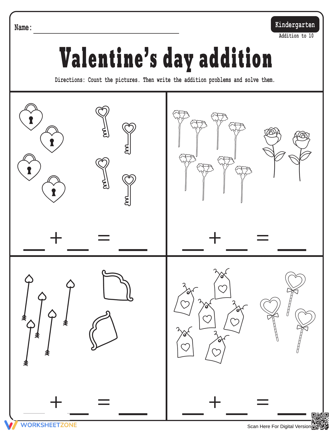 Valentine's Day Addition Worksheets - Page 4