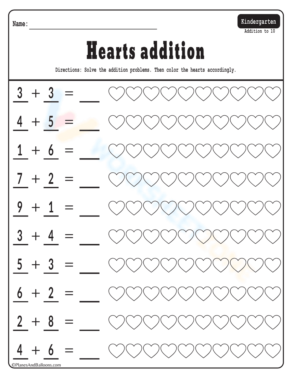 Valentine's Day Addition Worksheets - Page 2