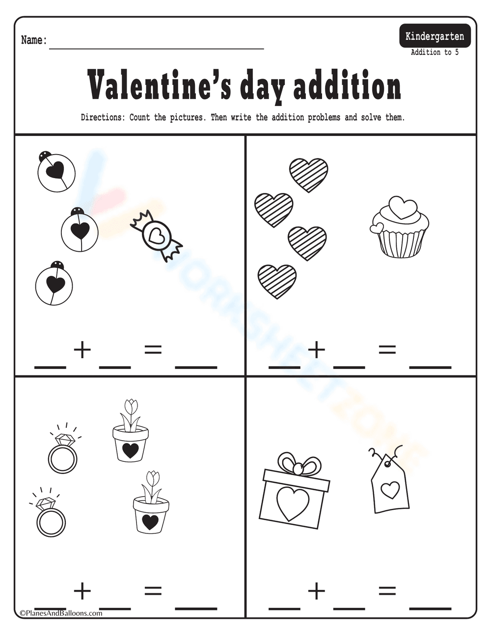 Valentine's Day Addition Worksheets - Page 3
