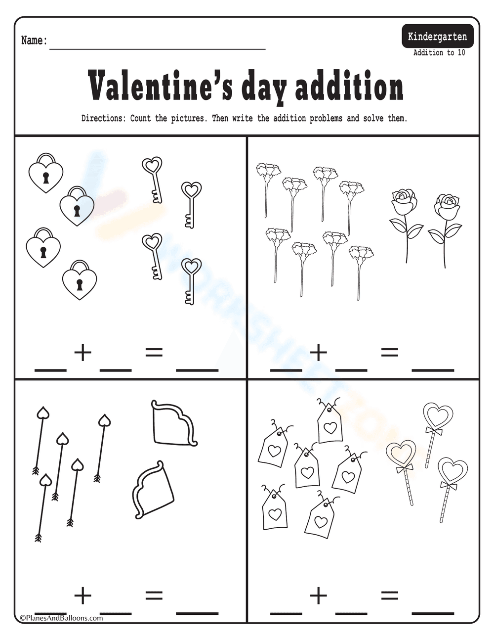 Valentine's Day Addition Worksheets - Page 4
