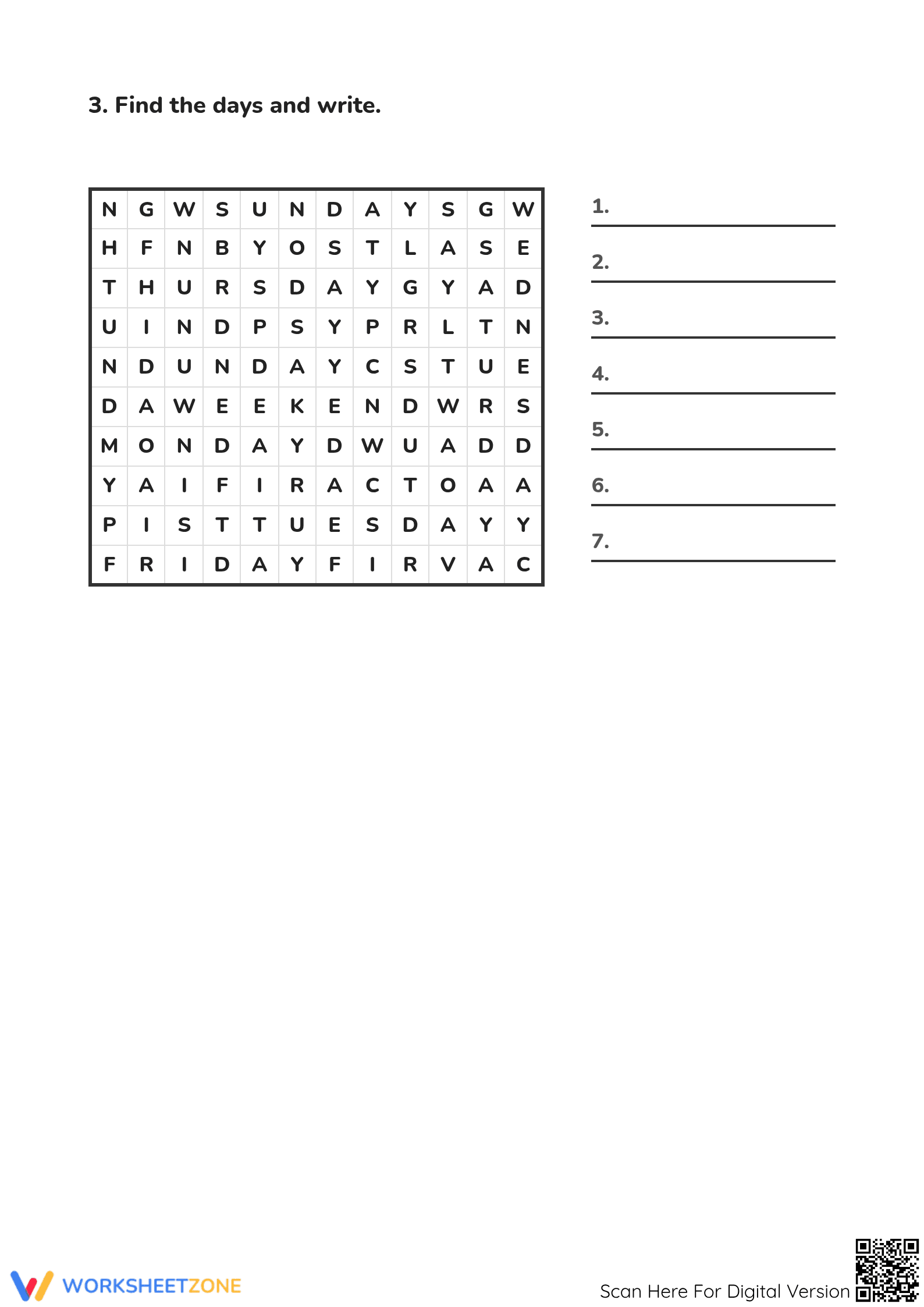 Grade 1 Days of the Week — Printable No-Prep Worksheet - Page 2