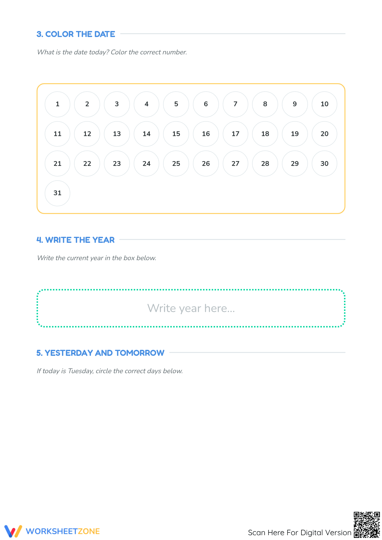 Tuesday Calendar Skills Worksheet | Grade 1-3 Essential - Page 2