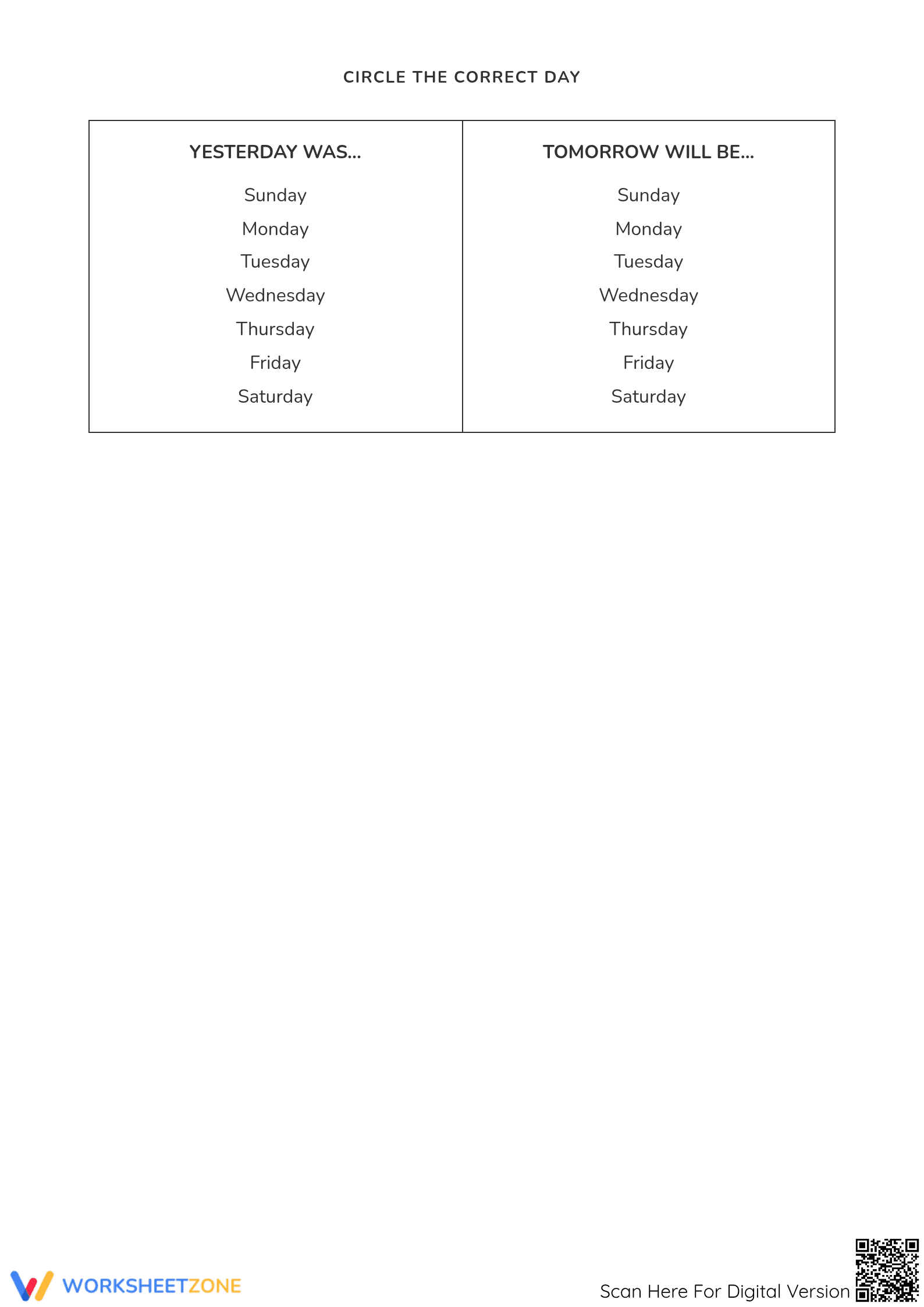 Grade 3 Days of the Week — Printable No-Prep Worksheet - Page 2