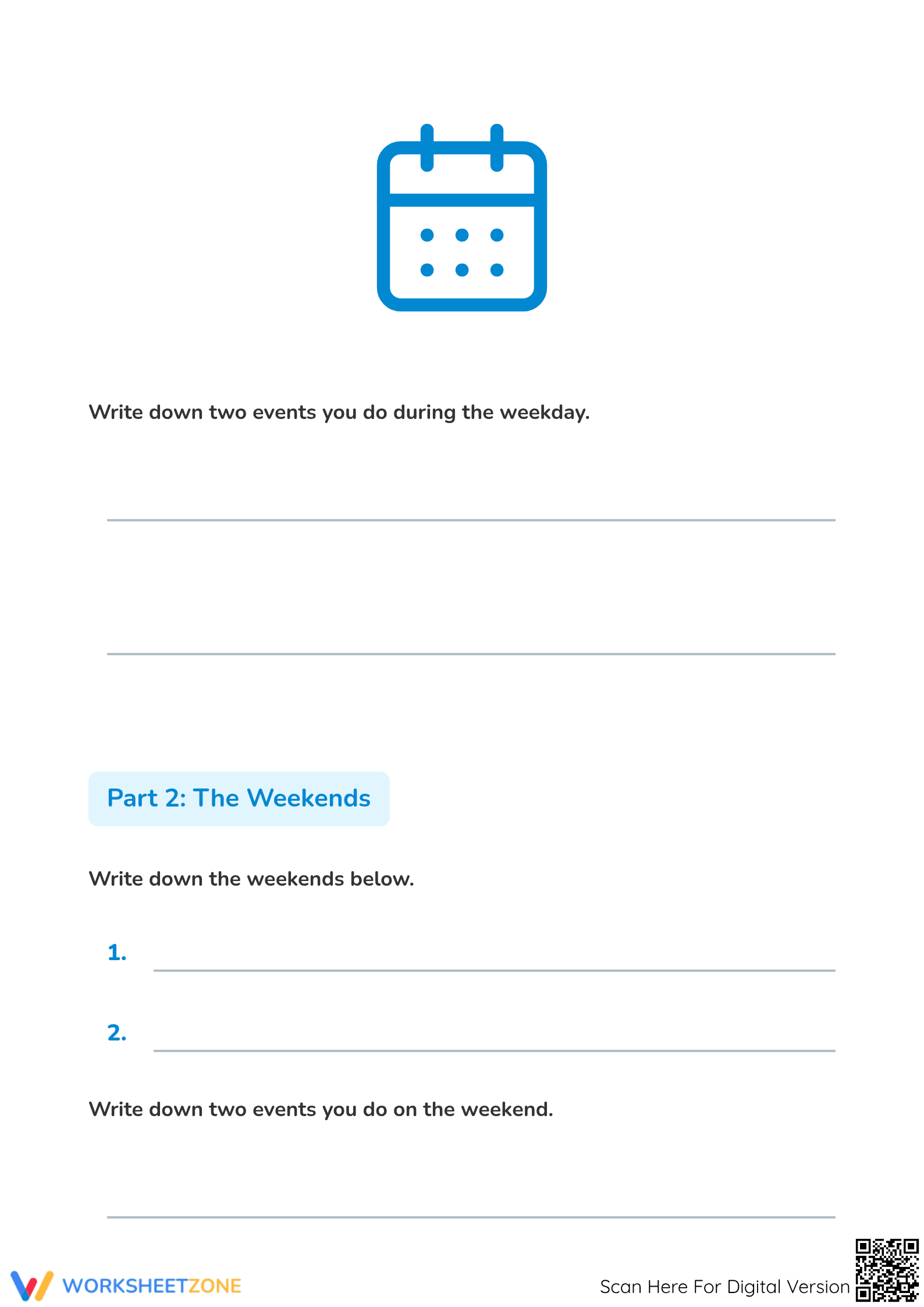 Weekdays and Weekends Worksheet | Grade 2 Essential - Page 2
