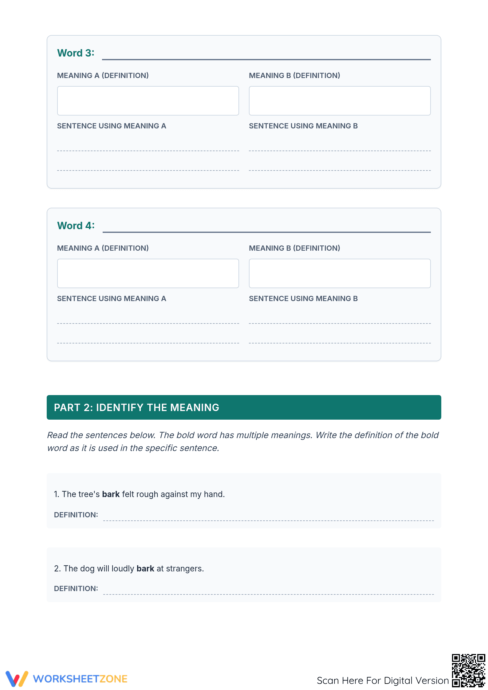Multiple Meaning Words Worksheet | Grade 5 Essential - Page 2