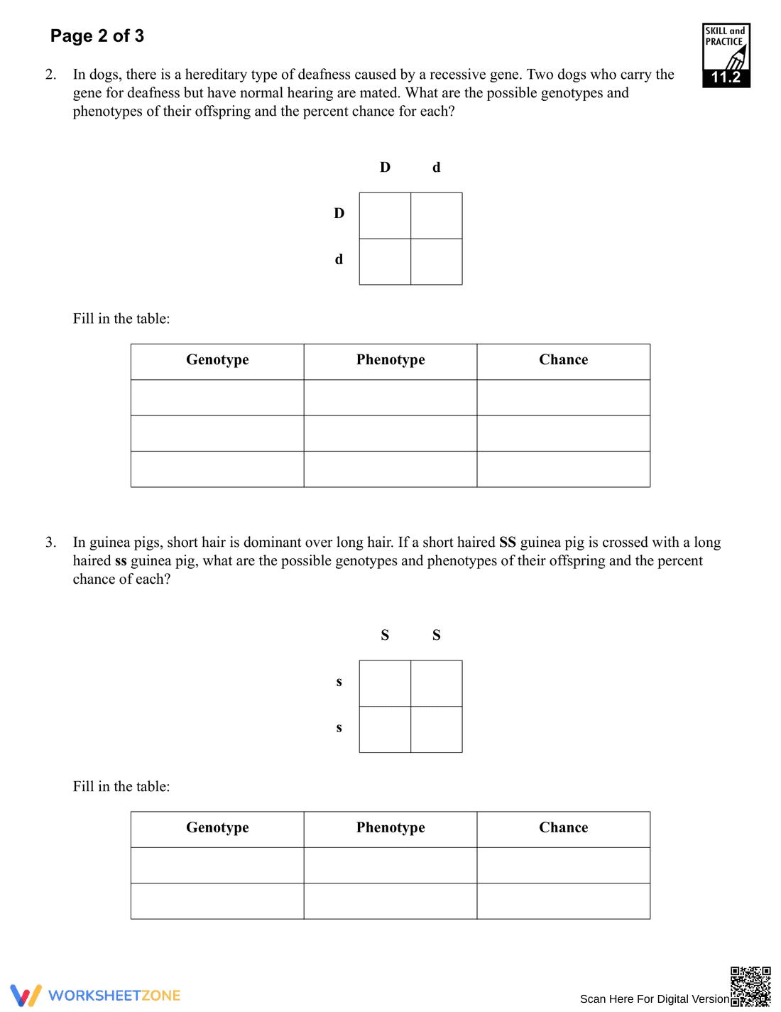 More Punnett Square Practice Problems - Page 2