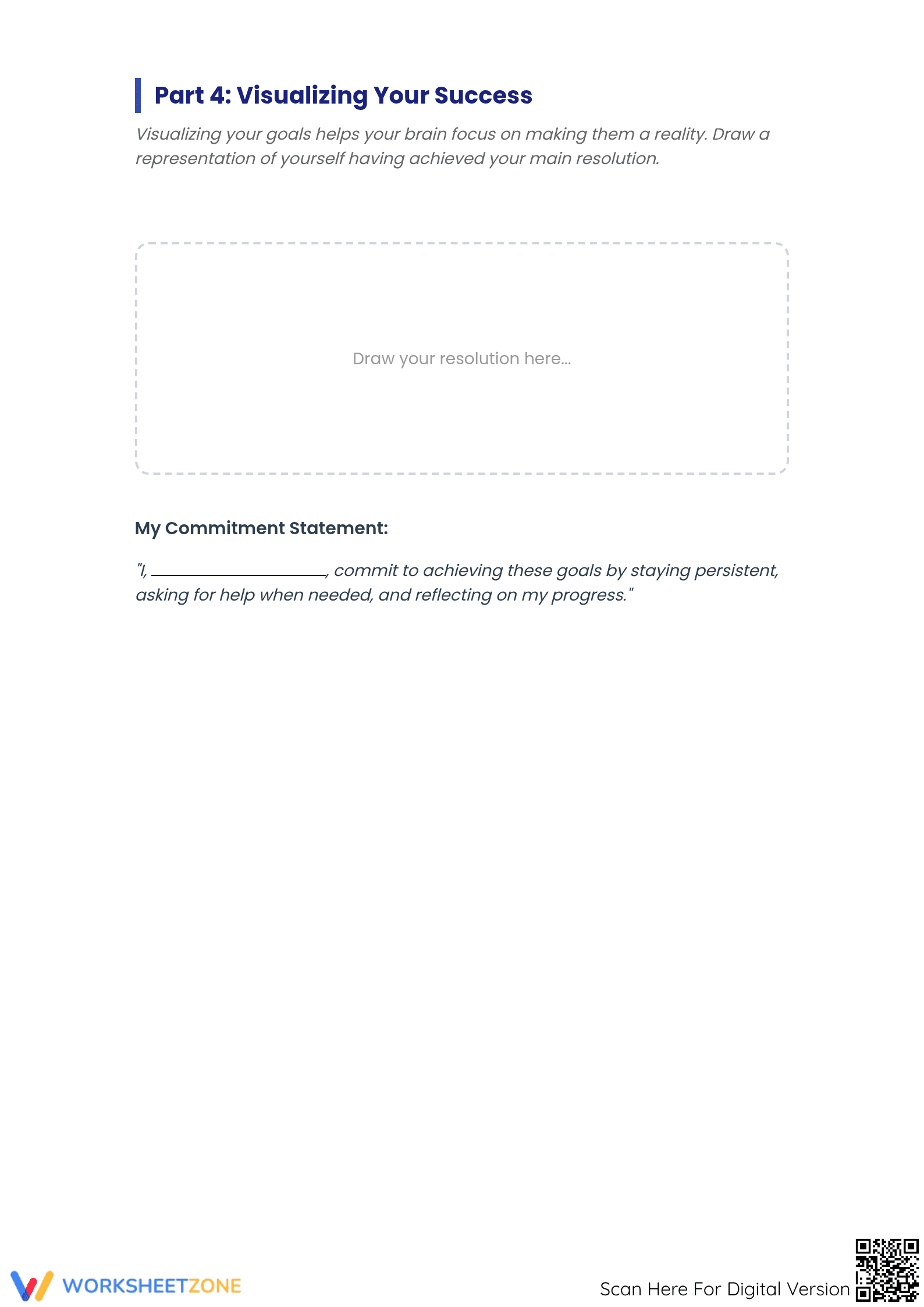 Printable New Year's Resolution Goal Setting - Grade 7-9 - Page 3