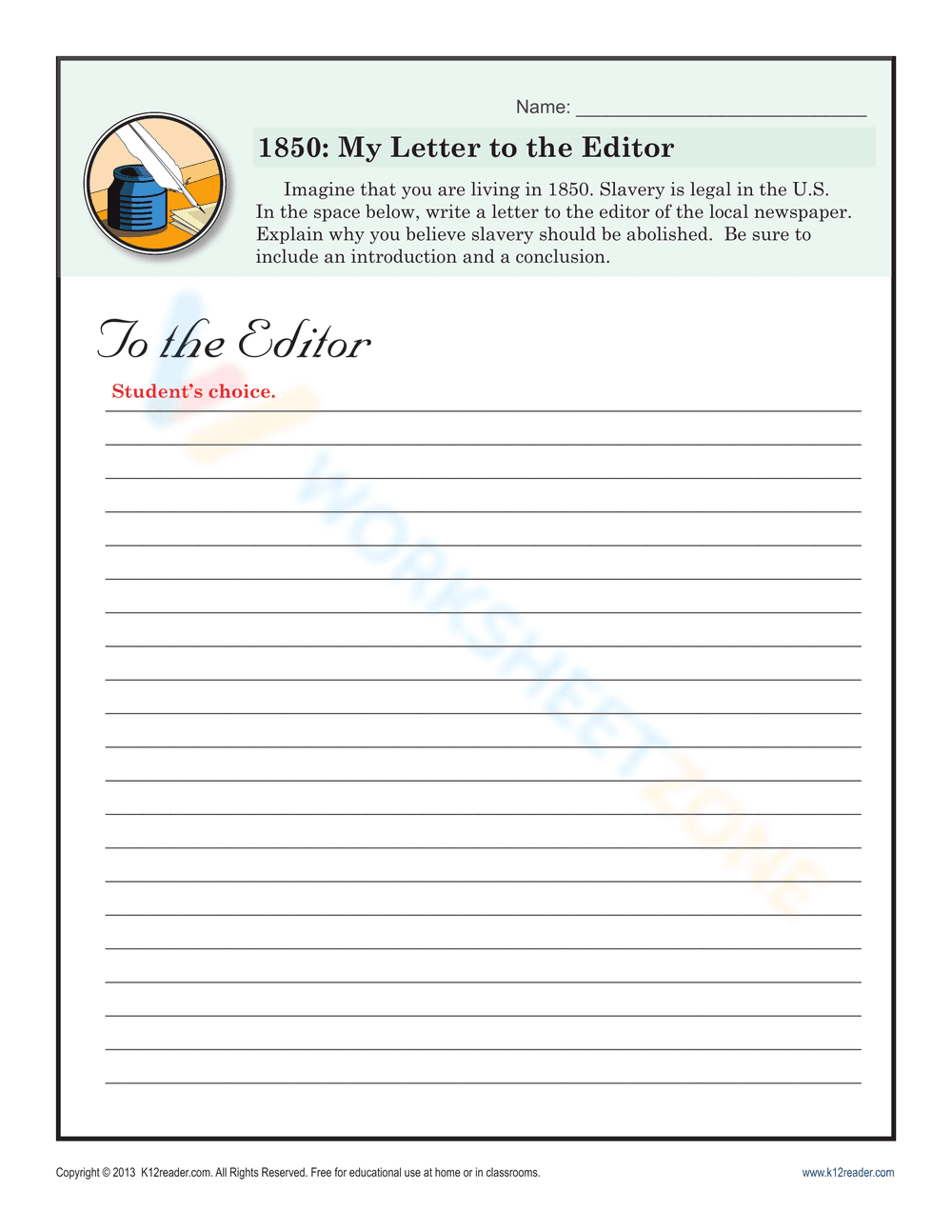 Writing a Letter to the Editor Worksheet - Page 2