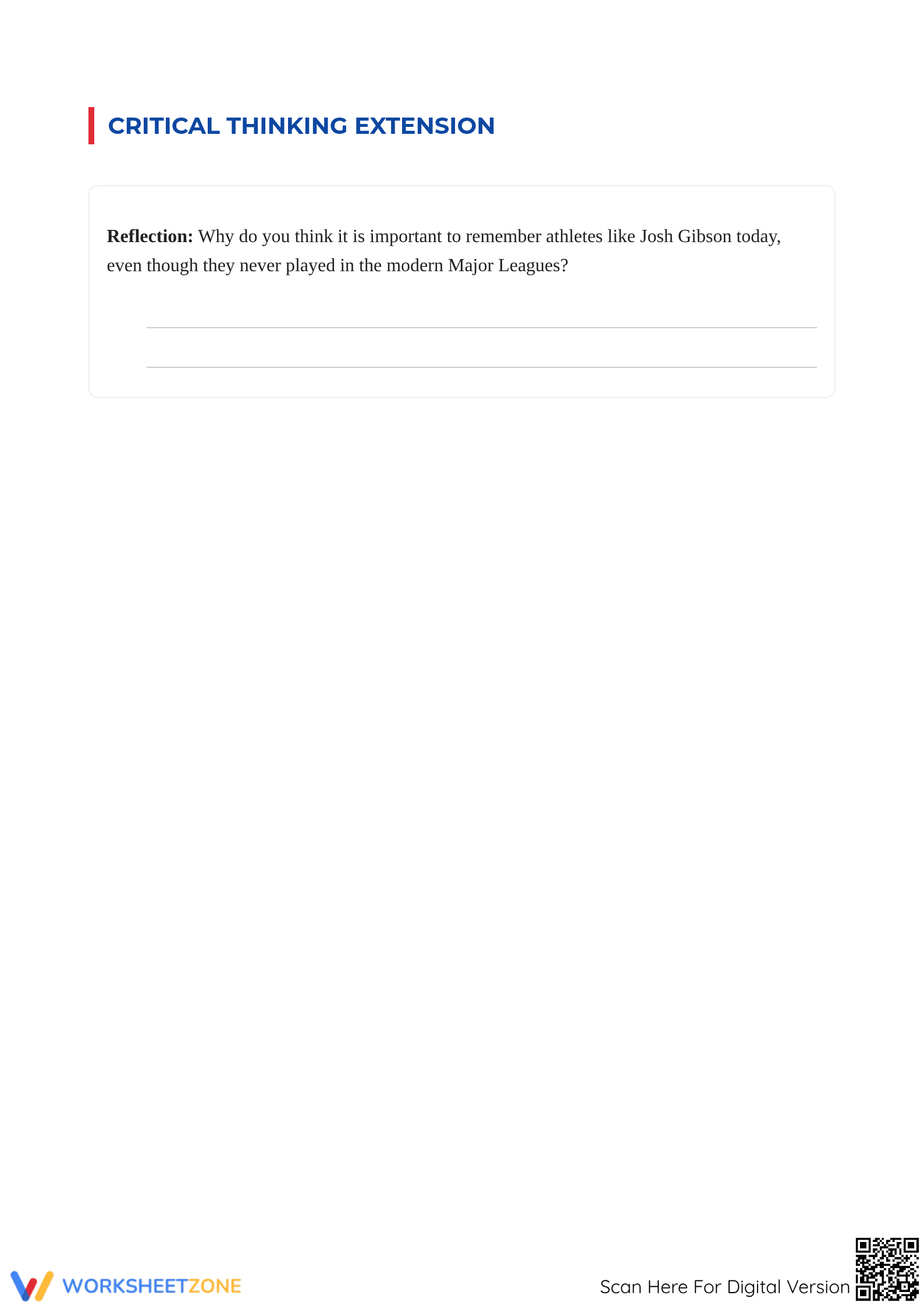 Essential Josh Gibson Reading Worksheet | Grades 6-9 ELA - Page 5