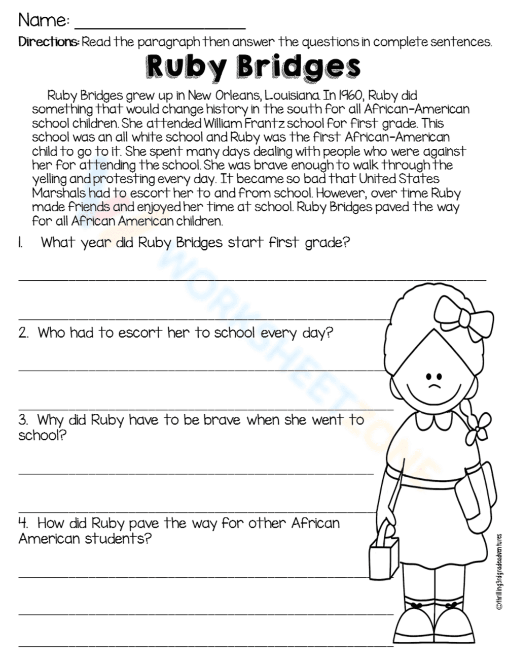 Jesse Owens Worksheet for Reading Comprehension - Page 2