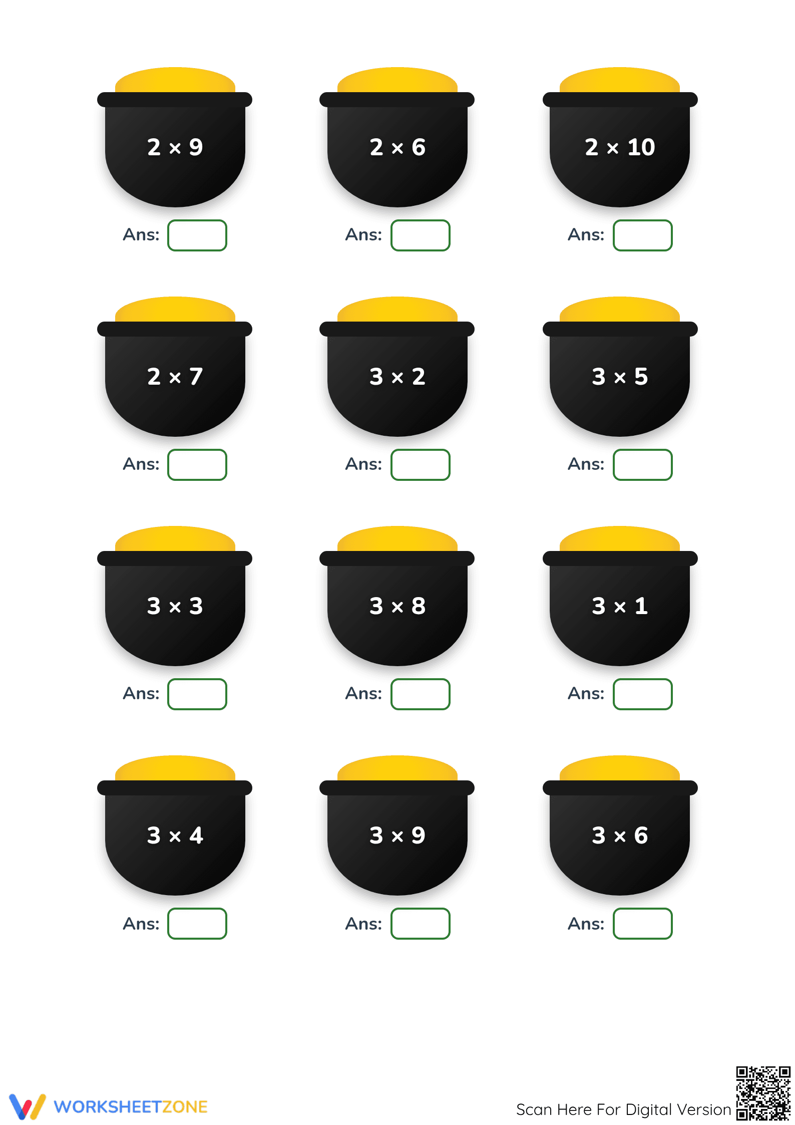 Printable Pot of Gold Multiplication Worksheet | Grade 2 - Page 2
