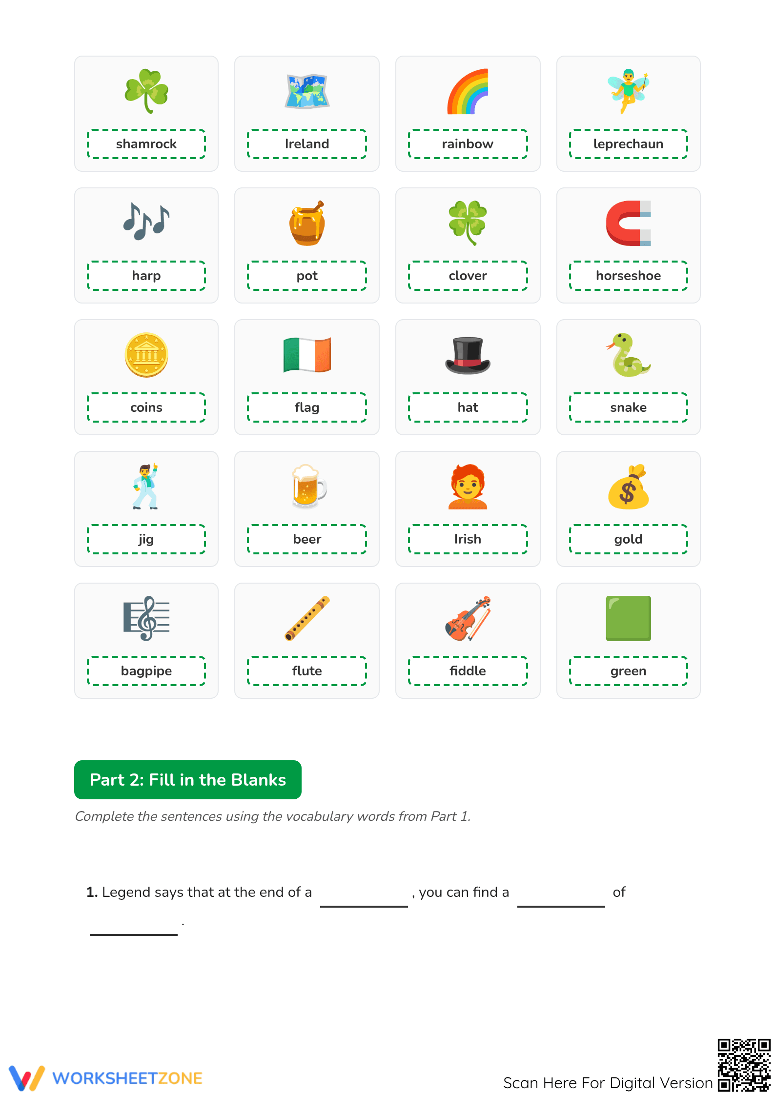 St. Patrick's Day Vocabulary Worksheet | Grade 5 Printable - Page 2