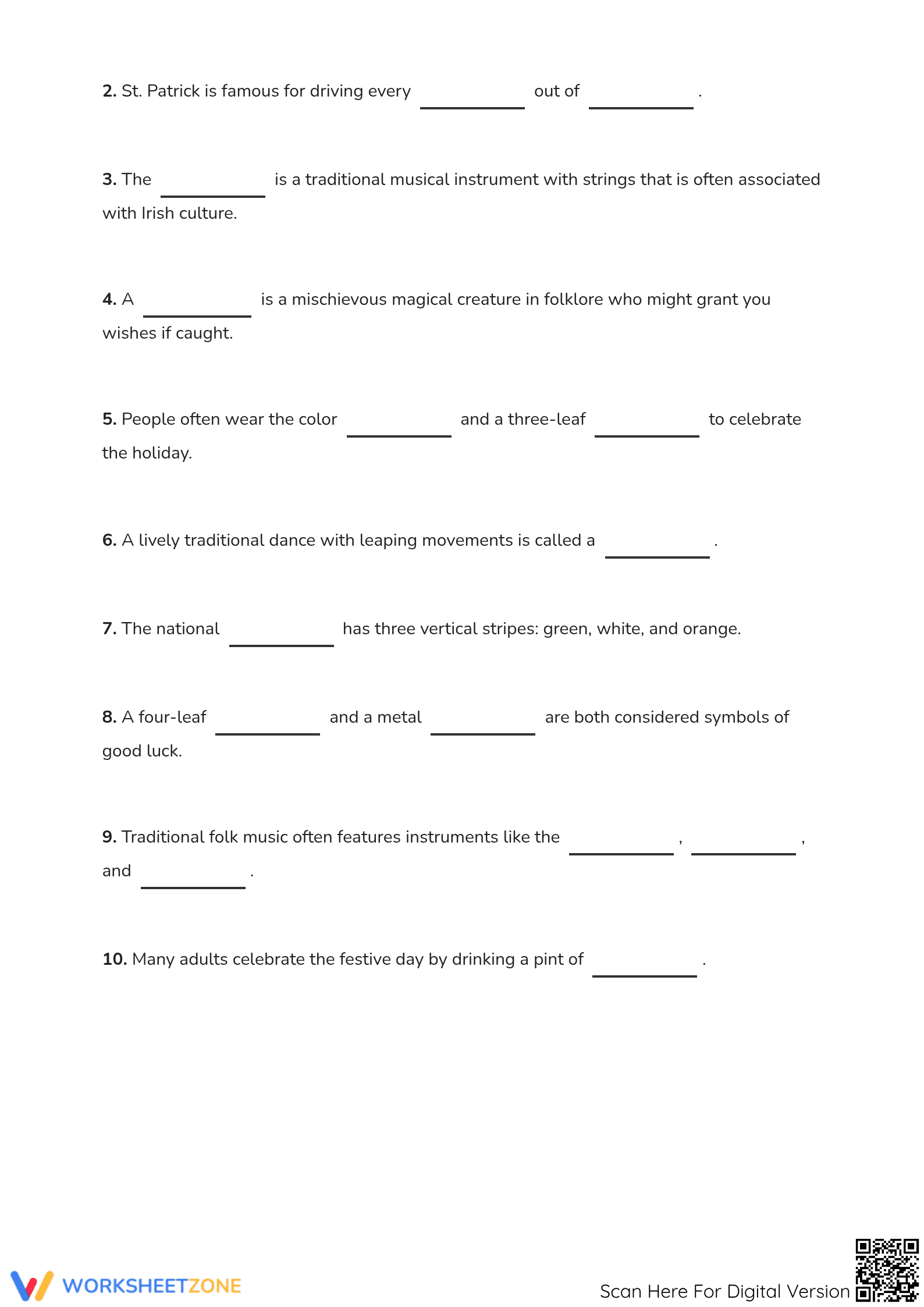 St. Patrick's Day Vocabulary Worksheet | Grade 5 Printable - Page 3