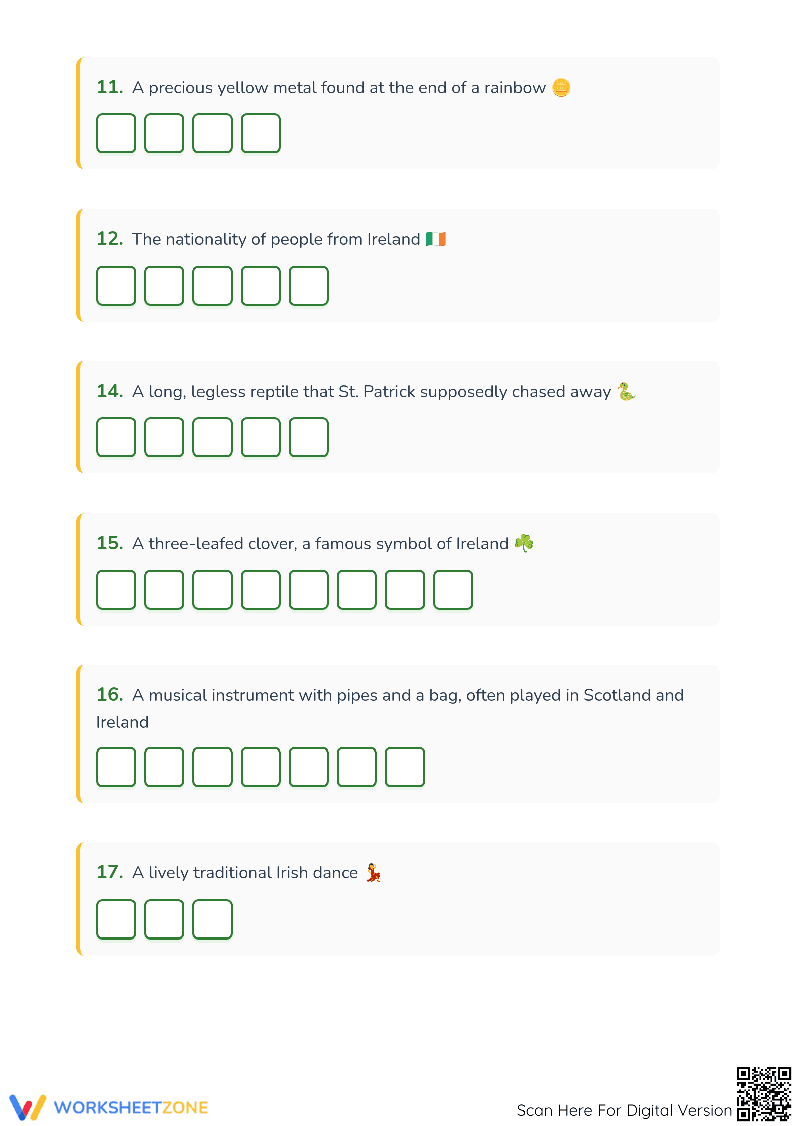 Grade 5 St. Patrick's Day Vocabulary — Printable Worksheet - Page 2