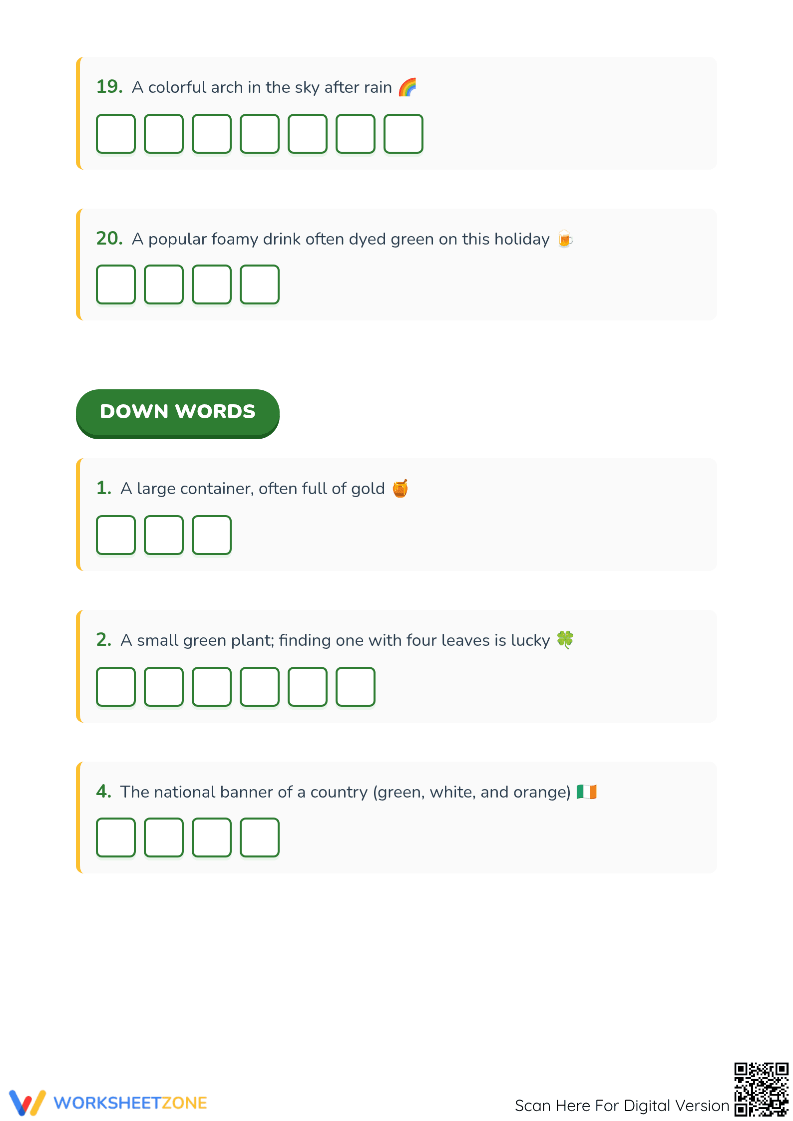 Grade 5 St. Patrick's Day Vocabulary — Printable Worksheet - Page 3