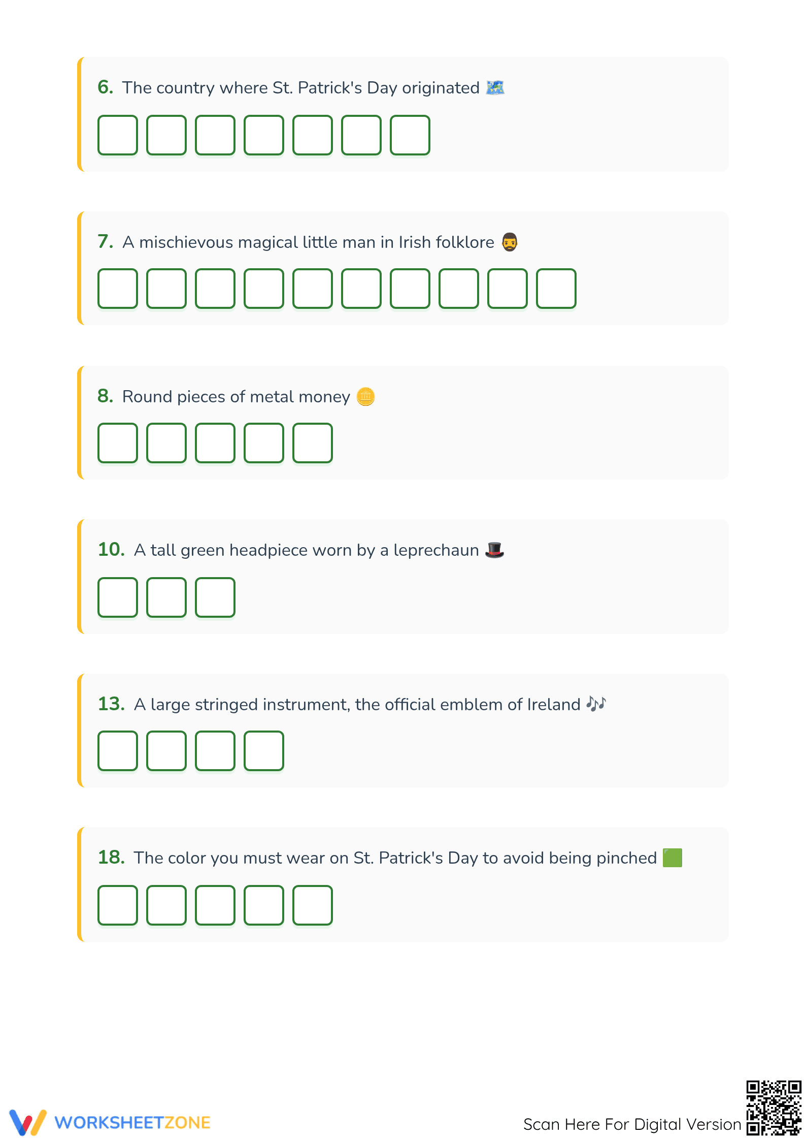 Grade 5 St. Patrick's Day Vocabulary — Printable Worksheet - Page 4