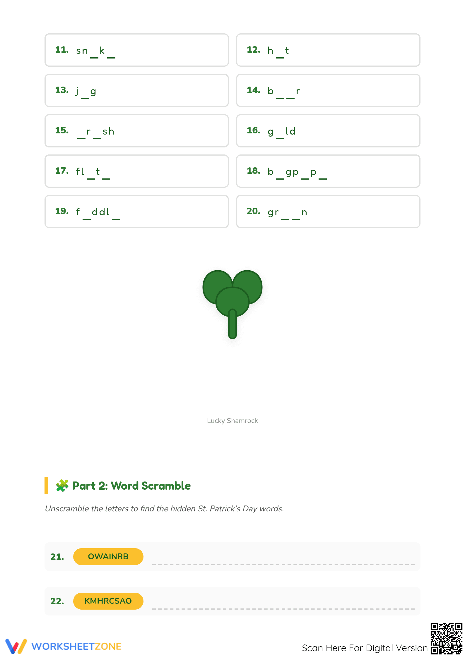 Grade 5 St. Patrick's Day Vocabulary — Printable Worksheet - Page 2
