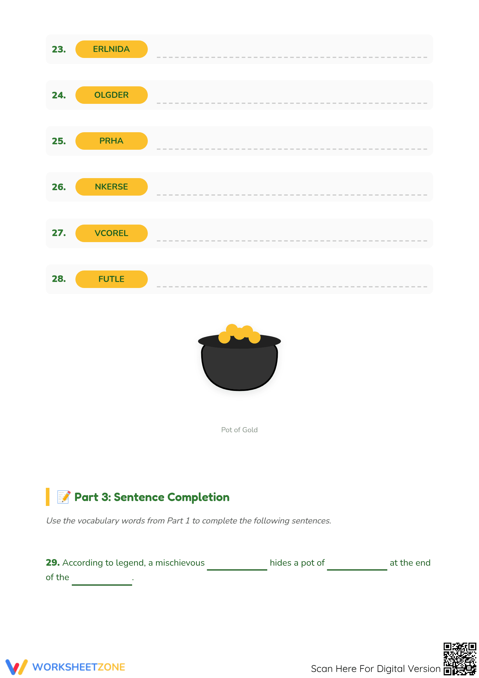 Grade 5 St. Patrick's Day Vocabulary — Printable Worksheet - Page 3